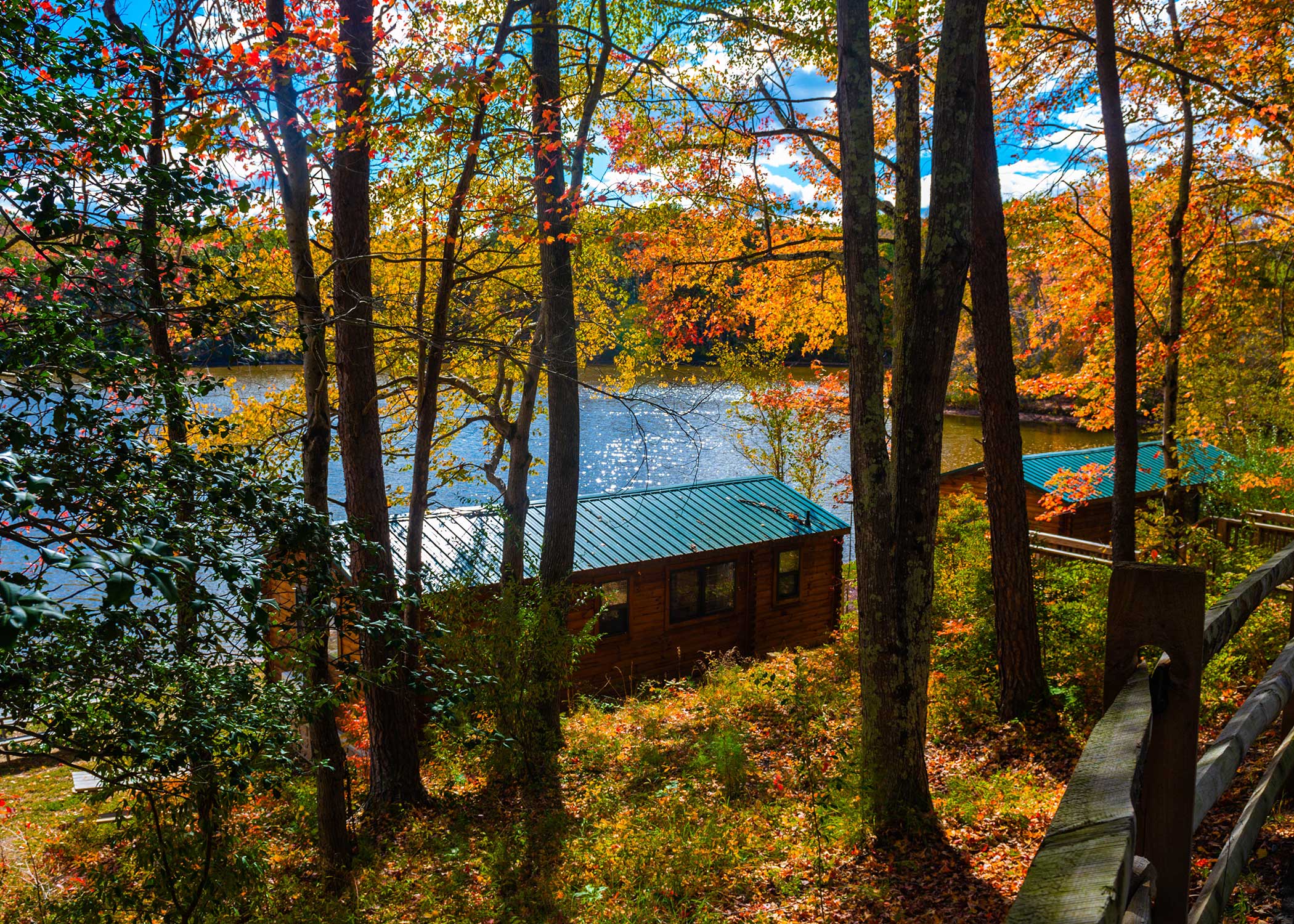 Camp Cabins over Lake