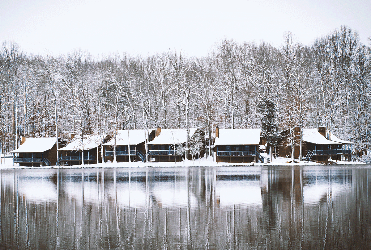 Log Cabins in the Snow