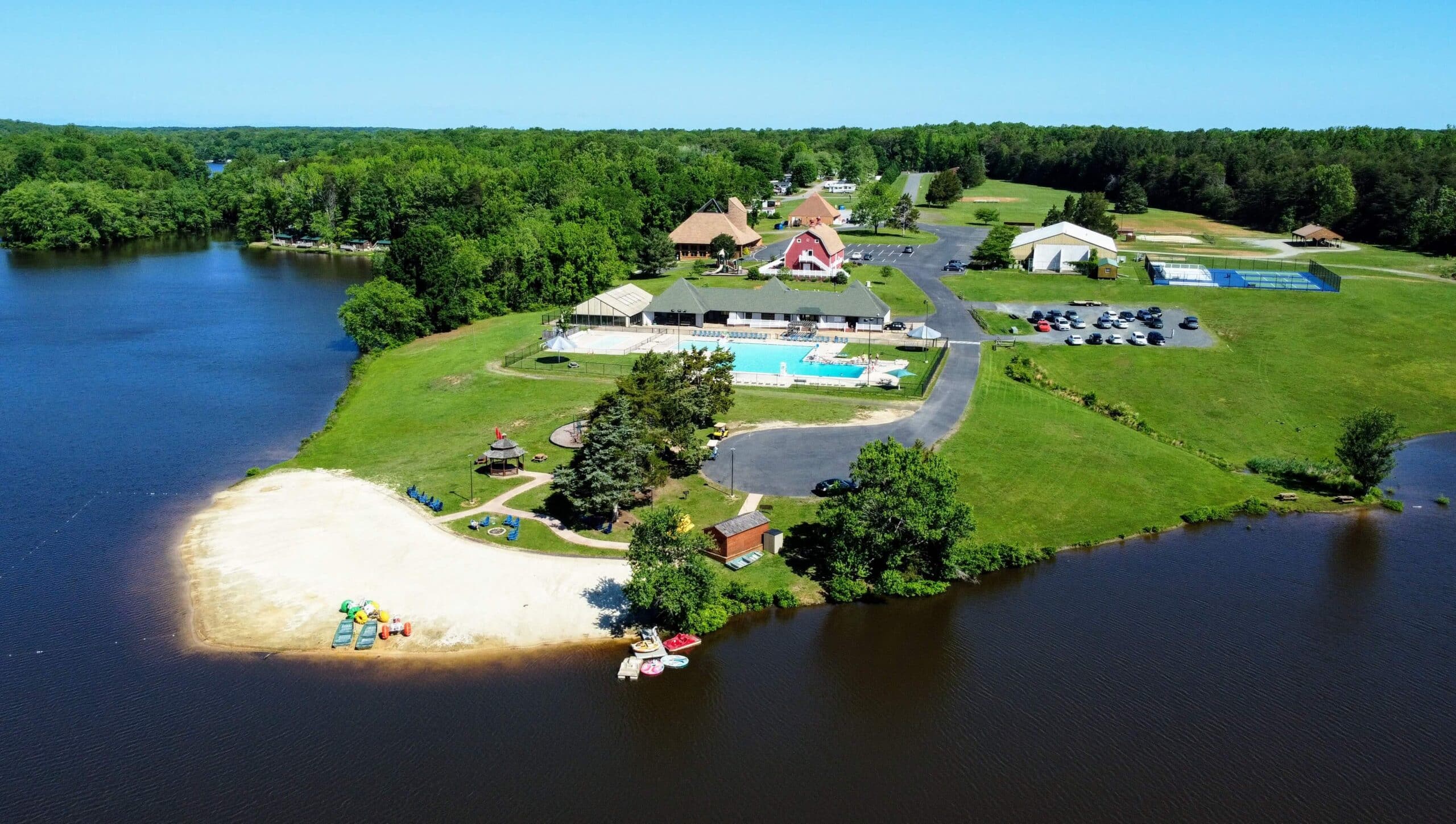 Aerial drone view of Wilderness Presidential Resort near Washington DC