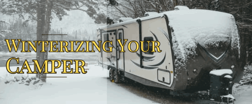 grahic of a camper in the snow that has been winterized in Virginia