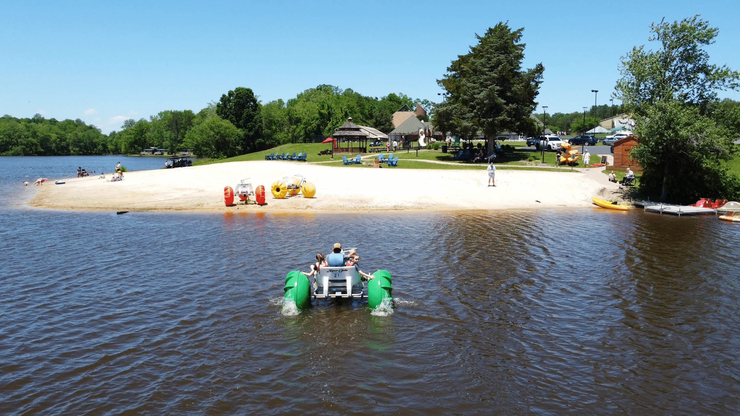 Resort Activities Cabin Rentals Near Washington DC, Aqua Bikes and Beach